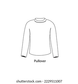 Line icon sleeve length pullover vector illustartion. Pullover outline icon hand drawing tshirt vector icon isolated on white background.  silhouette of pullover for women. 