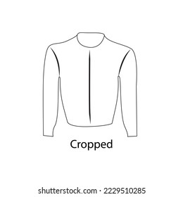 Line icon sleeve length woman blouse vector illustartion. Woman cardigan outline icon hand drawing cardigan tshirt vector icon isolated on white background. Silhouette of cardigan for women. 