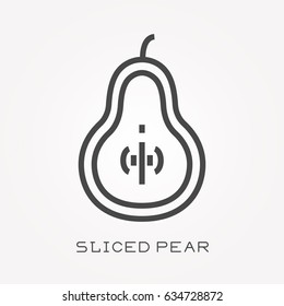 Line icon sliced pear