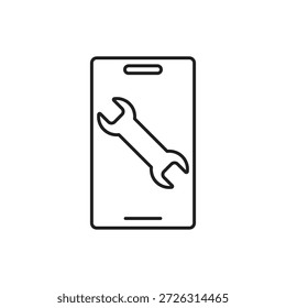 Icono de línea de una herramienta de llave Pequeña en el teléfono inteligente.