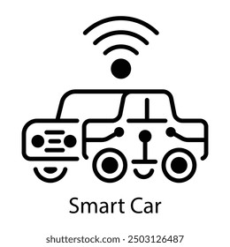 A line icon of smart car