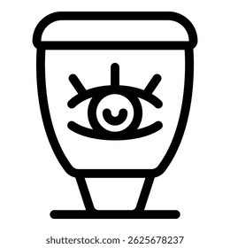 Ícone de linha de um dispositivo inteligente digitalizando com sistema de reconhecimento de olhos