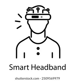 A line icon of smart headband