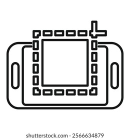 Line icon of a smartphone creating an augmented reality space using artificial intelligence
