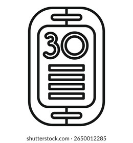 Icono de línea de un teléfono inteligente que muestra un límite de velocidad, enfatizando la importancia de prácticas de conducción seguras