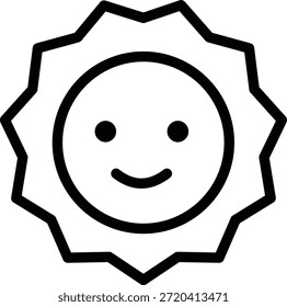Linha ícone de sol sorridente simbolizando alegria e novos começos