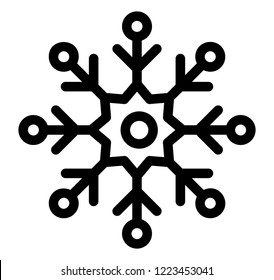 Line icon of snowflake design, decorative winter snowflake 
