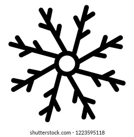 Line icon of snowflake design, decorative winter snowflake 
