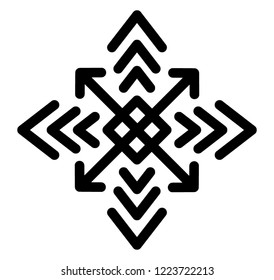 Line icon of snowflake design, decorative winter snowflake 