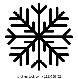 Line icon of snowflake design, decorative winter snowflake 