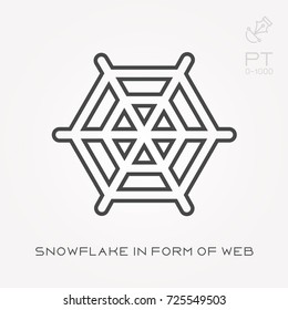 Line icon snowflake in form of web