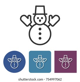 Line icon of snowman in different variants 