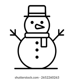 Liniensymbol Schneemann, Vektor auf weißem Hintergrund
Vektorliniensymbol auf weißem Hintergrund