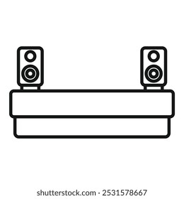 Ícone de linha de uma barra de som com dois alto-falantes wireless, perfeito para a configuração de um home theater
