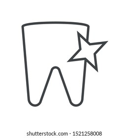 Line icon sparkling tooth. Simple vector illustration with ability to change.