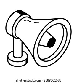 Icono de línea de la promoción de la representación del altavoz 