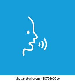 Line icon of speaking man. Voice control, microphone, loud speaker. Technology concept. Can be used for web pictograms, design and application icons