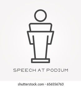 Line icon speech at podium