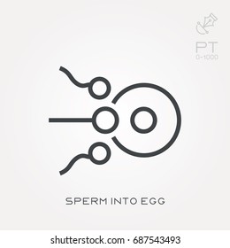 Line icon sperm into egg