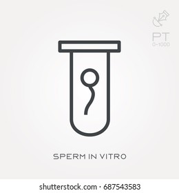Line icon sperm in vitro