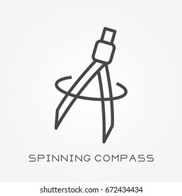 Line icon spinning compass