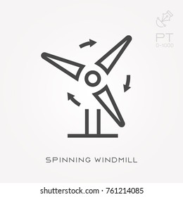 Line icon spinning windmill