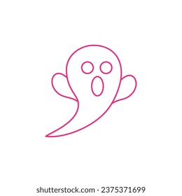 line icon spooky ghost isolated on white background. Halloween Ghost Line Icon. Spooky and Scary Monster Halloween Outline design