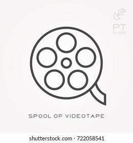 Line icon spool of videotape