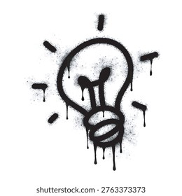A line icon of a spray-painted graffiti light bulb, isolated on a white background. A symbol of a spray-painted graffiti light bulb on a white background. A light bulb illustration.