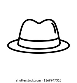 Line icon spy hat isolated on white background. Vector illustration. Mafia hat.