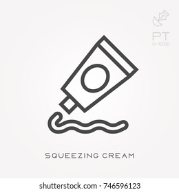 Line icon squeezing cream