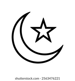 line icon star crescent moon design vector illustration