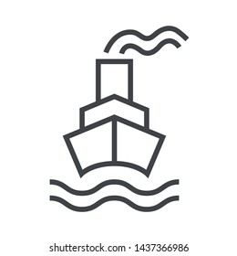 Line icon with steamship. Simple vector illustration with ability to change.