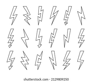 line icon. Storm lightning and fast charge outline . Vector lightning impact logo set