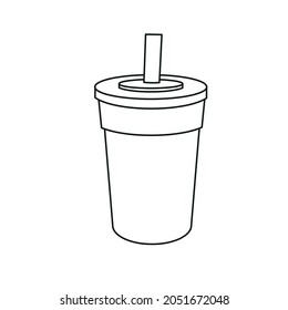 Line icon straw vector drink soda