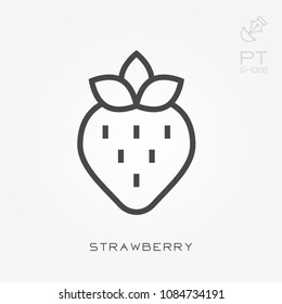 Line icon strawberry