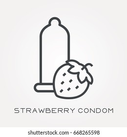 Line icon strawberry condom