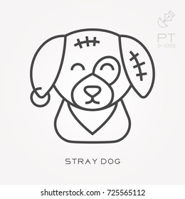 Line icon stray dog