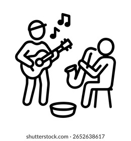 line icon street musicians on white background vector
Vector line icon on white background