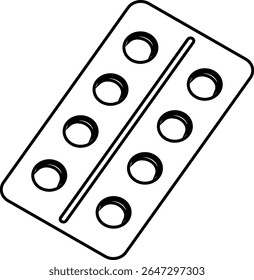 O ícone de linha de uma tira de pílulas medicinais em uma forma simples destina-se a casais casados para evitar a gravidez.