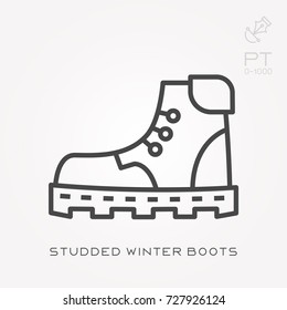 Line icon studded winter boots