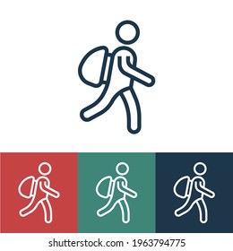 Line icon student with bag