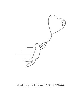 line icon style. ballon anniversary. valentine day, birthday, festival, gift. Vector icon fly. Design on white background. 