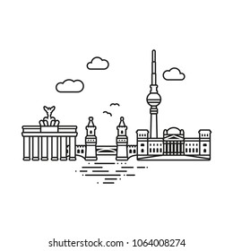 Line Icon style Berlin cityscape vector illustration