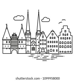 Icono de línea Ilustración vectorial plana Lübeck