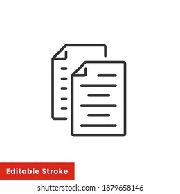estilo de icono de línea. icono de registros de contratos. copiar y pegar el símbolo del documento. Carpeta de hoja de papel, reanudación, acuerdos, elemento de negocio de mensajes de formulario. ilustración vectorial. EPS de trazo editable 10