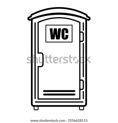 Line icon style drawing of a portable toilet. Simple black and white line drawing of a portable toilet, ideal for websites and mobile apps