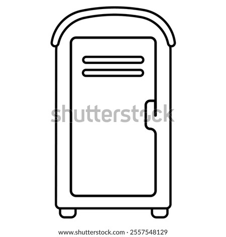 Line icon style drawing of a portable toilet. Simple black and white line drawing of a portable toilet, ideal for websites and mobile apps
