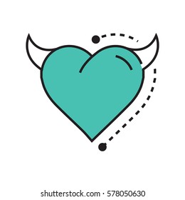 Line icon Style Heart Devil blue