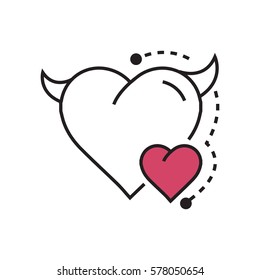 Line icon Style Heart Devil Color pink
